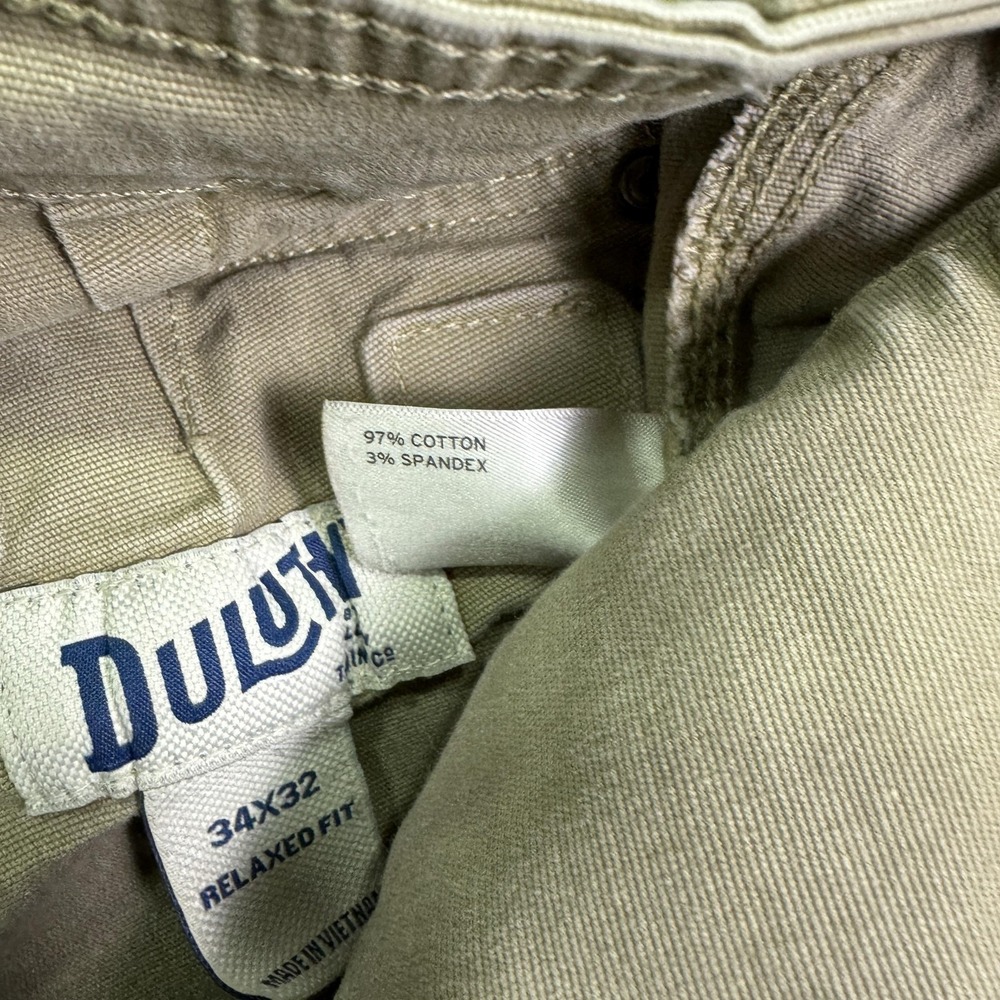 Duluth Trading Co Pants Mens 34x32 Beige Flex Fire Hose Cargo Workwear Utility - Picture 7 of 14